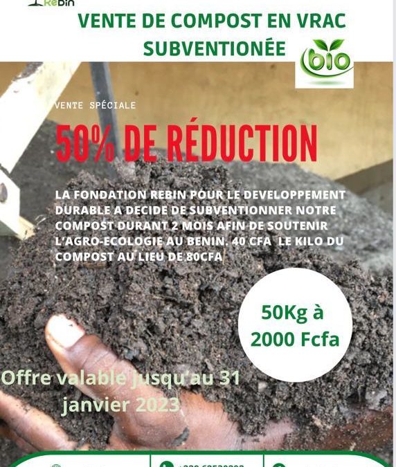 Vente de compost « subventionnée » par la Fondation ReBin